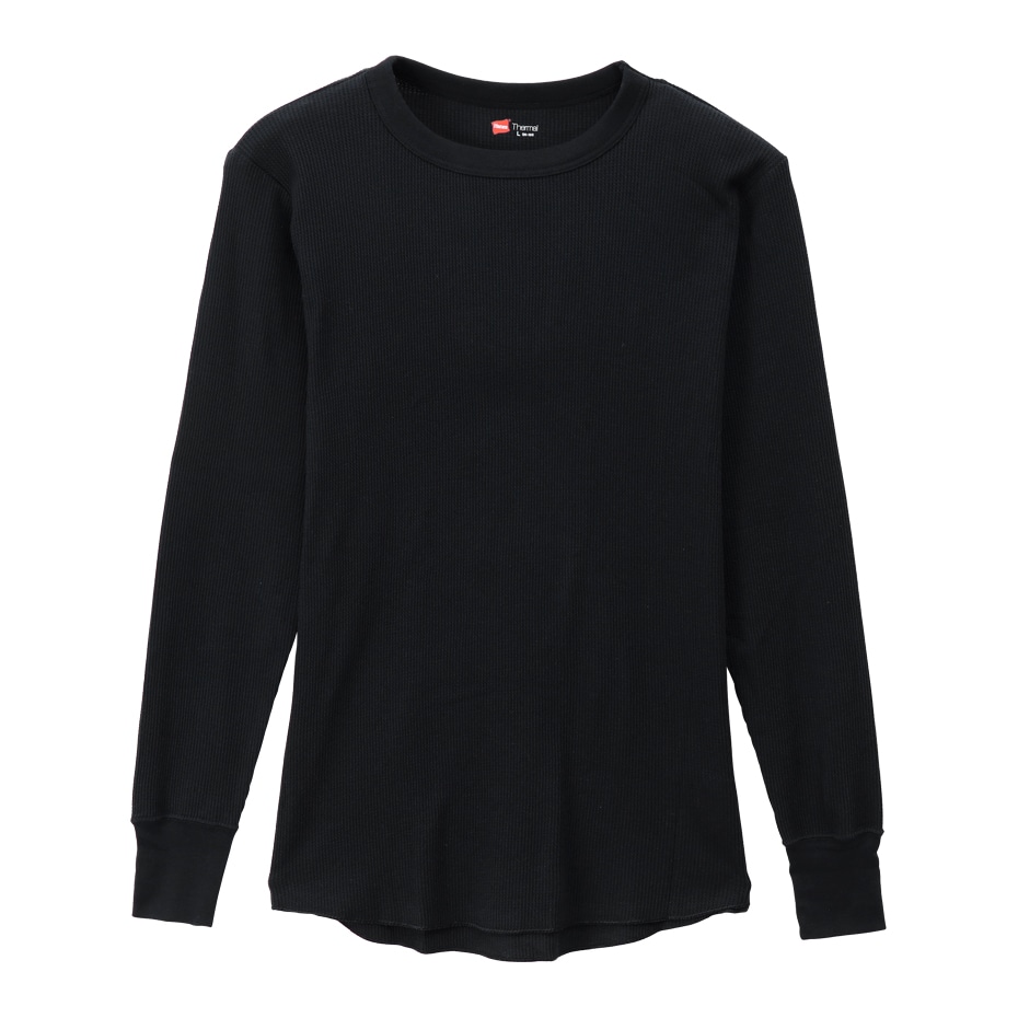 画像1: HANES/CREW NECK L.SLEEVE THERMAL  BLACK