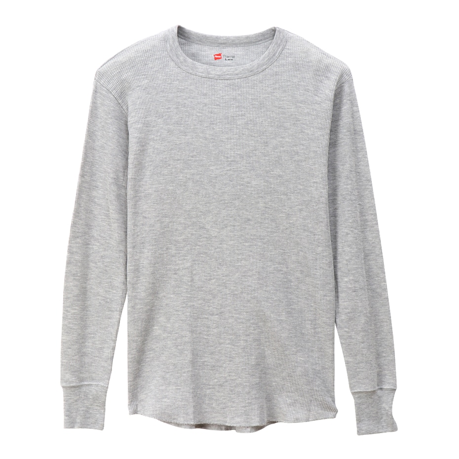 画像1: HANES/CREW NECK L.SLEEVE THERMAL  GRAY