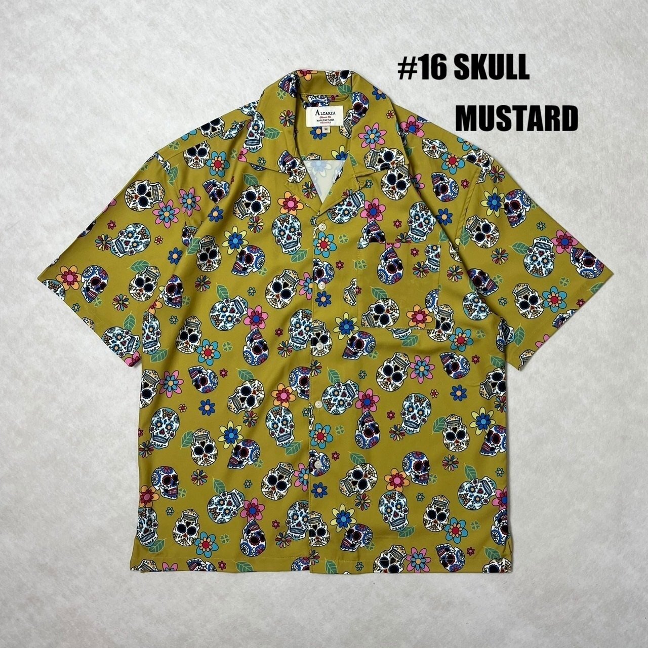 画像1: ALCARZA/OPEN SHIRT SKULL  MUSTARD