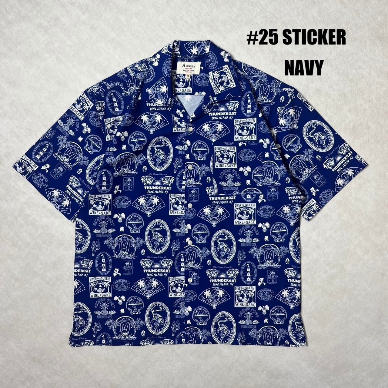 画像1: ALCARZA/OPEN SHIRT STICKER  NAVY