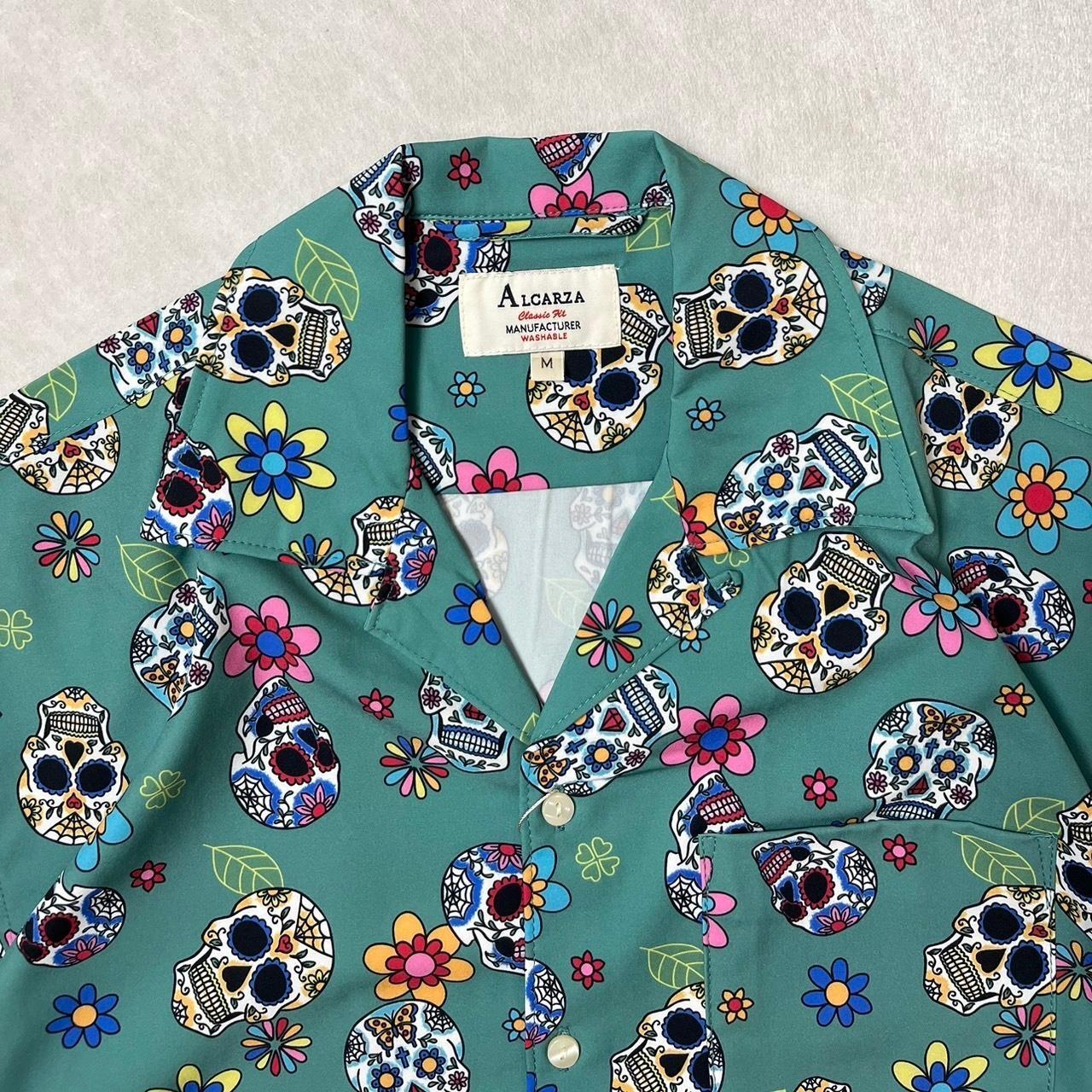 画像3: ALCARZA/OPEN SHIRT SKULL  TURQUISE