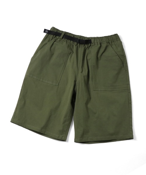 画像1: GYMMASTER/STRETCH HERRINGBONE SHORTS  OLIVE
