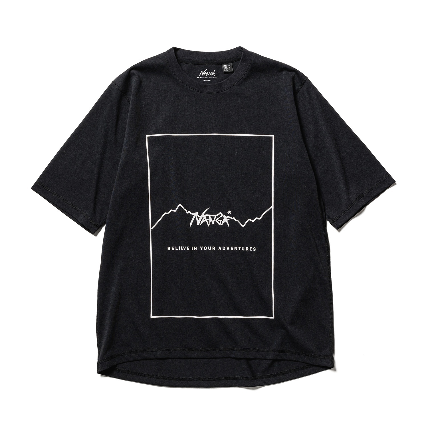 画像1: NANGA/DRY MIX FRAME LOGO  T  BLACK