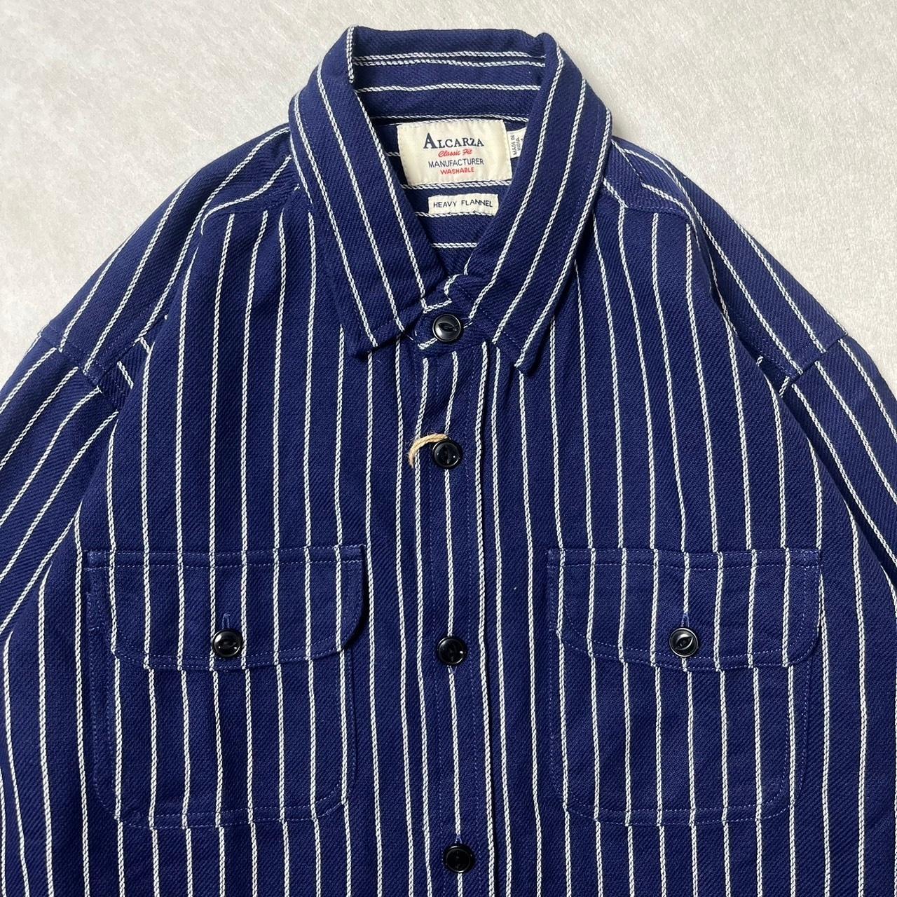 画像3: (再入荷) ALCARZA/HEAVY NELL STRIPE WORK SHIRT  NAVY
