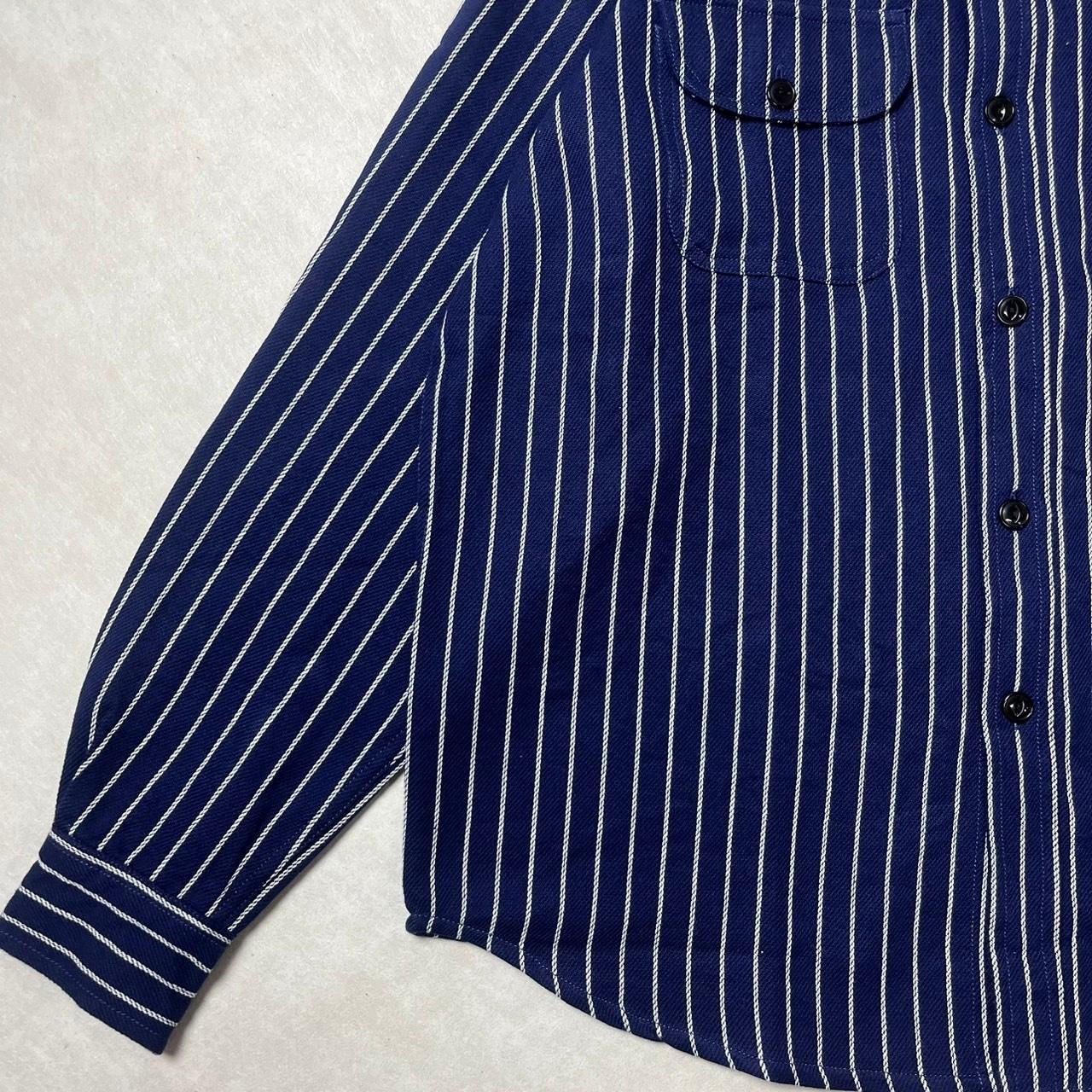 画像4: (再入荷) ALCARZA/HEAVY NELL STRIPE WORK SHIRT  NAVY