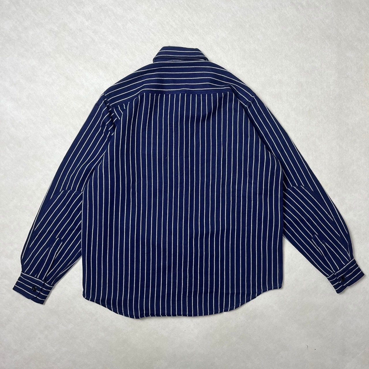 画像2: (再入荷) ALCARZA/HEAVY NELL STRIPE WORK SHIRT  NAVY