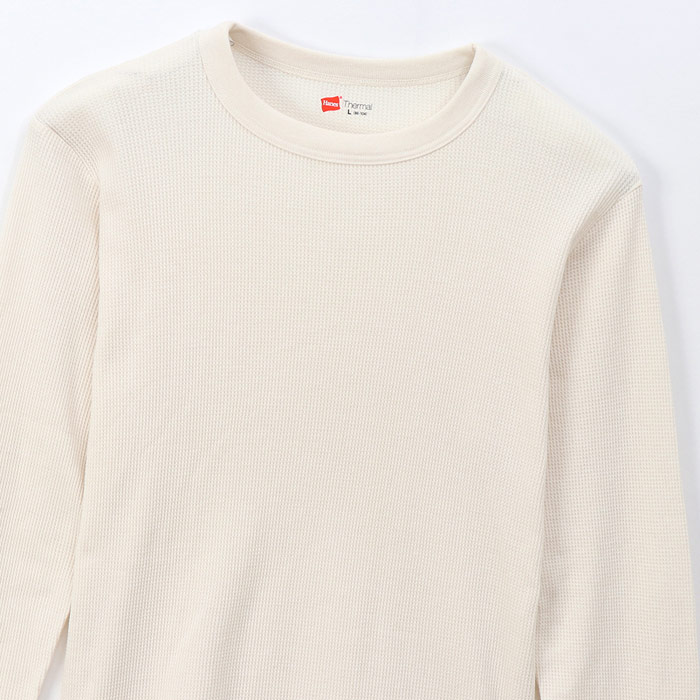 画像1: HANES/CREW NECK L.SLEEVE THERMAL  OFF WHITE