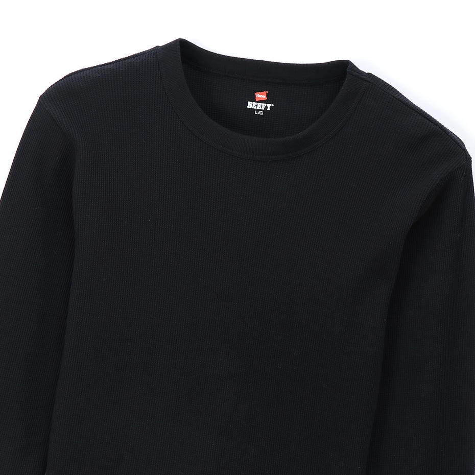 画像2: HANES/BEEFY CREW NECK THERMAL  BLACK