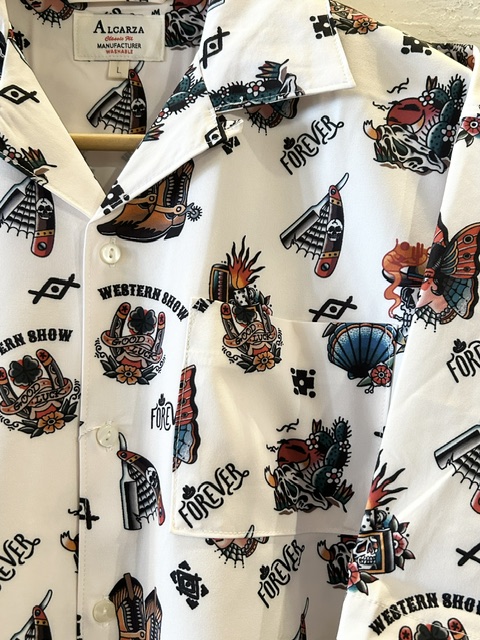 画像3: (再入荷) ALCARZA/OPEN SHIRTS TATOO FLASH  OFF WHITE