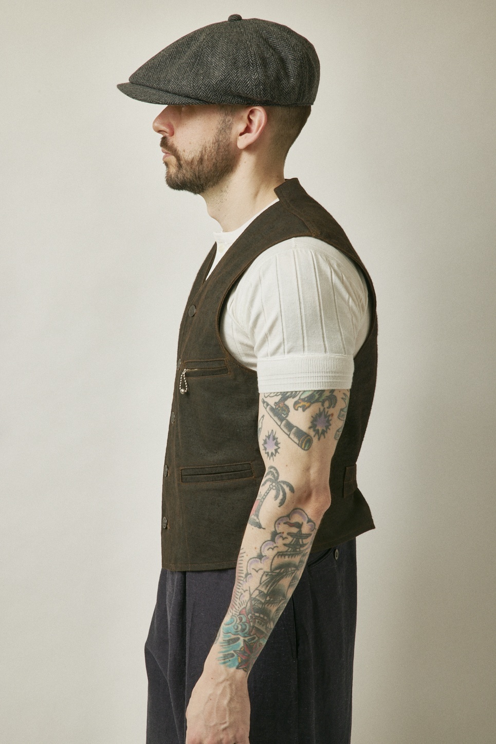 画像4: BELAFOTE/RT BALL CHAIN ZIPPER VEST  DORO BROWN