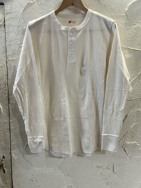 画像1: HANES/THERMAL HENLEY NECK  LS T  WHITE(NATURAL)