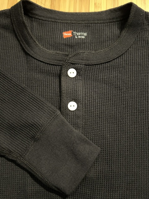 画像4: HANES/THERMAL HENLEY NECK  LS T  BLACK