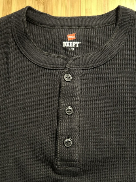 画像3: HANES/BEEFY THERMAL HENLEY NECK  LS T  BLACK
