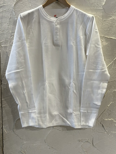 画像1: HANES/BEEFY THERMAL HENLEY NECK  LS T  WHITE