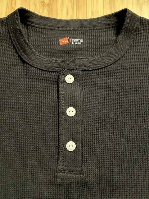 画像3: HANES/THERMAL HENLEY NECK  LS T  BLACK