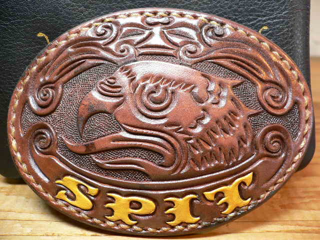 画像1: (SALE 35%OFF) GROK LEATHER/SPIT LEATHER BUCKLE  DARK BROWN